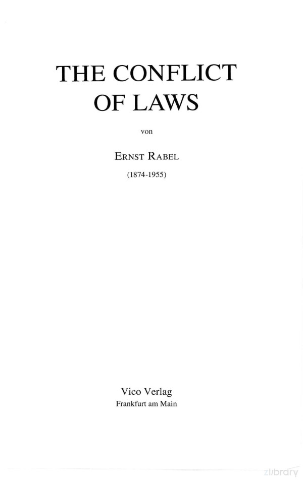 Tje Comflict Of Laws Iii 2006th Edition Ernst Rabel Ernst Rabel