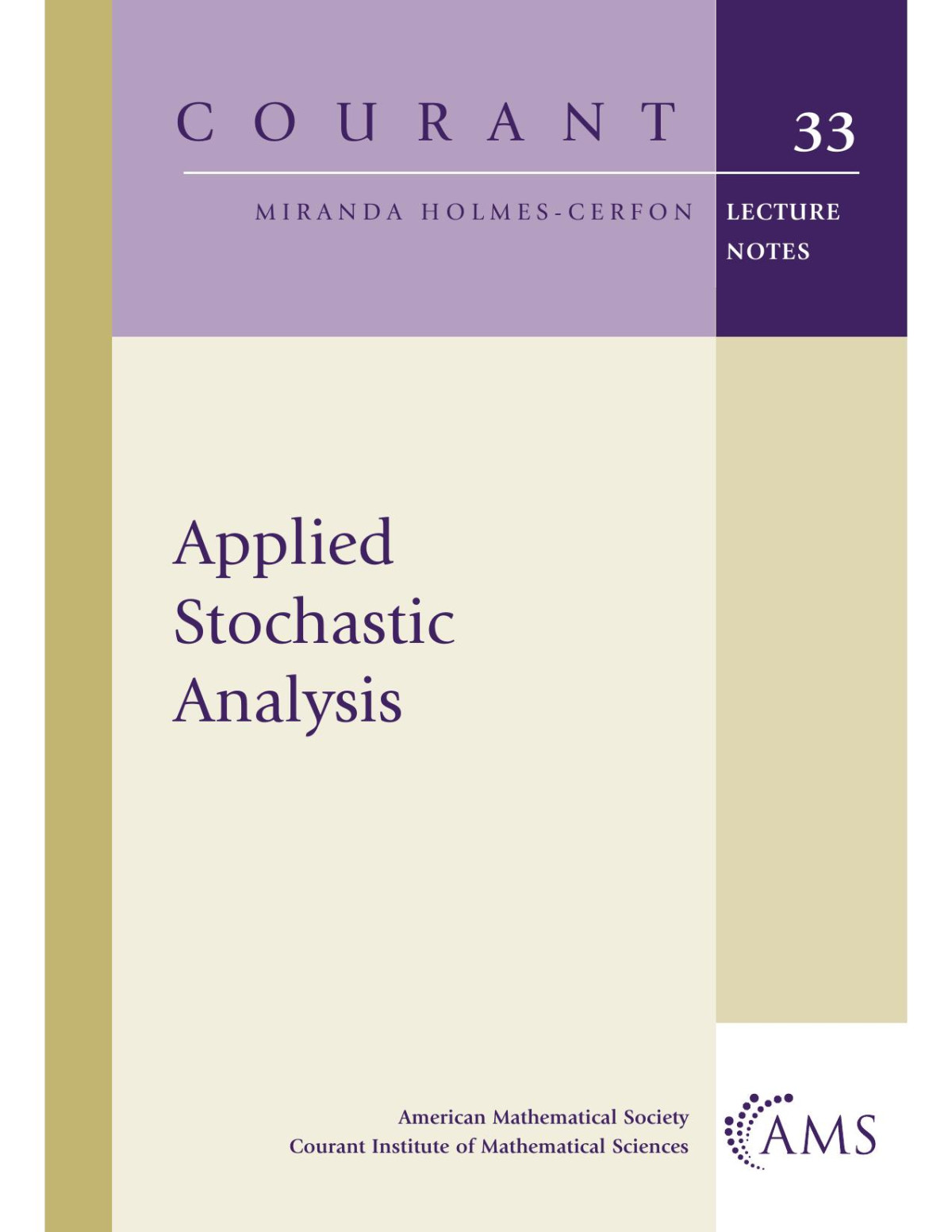 Applied Stochastic Analysis 4th Edition Miranda Holmescerfon