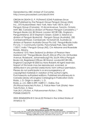 Origin In Death Robb J D