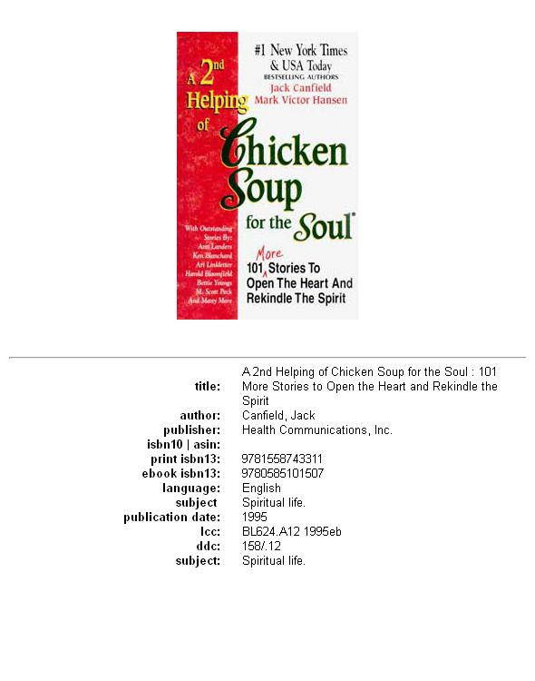 A 2nd Helping Of Chicken Soup For The Soul Canfield Jack Hansen Mark Victor