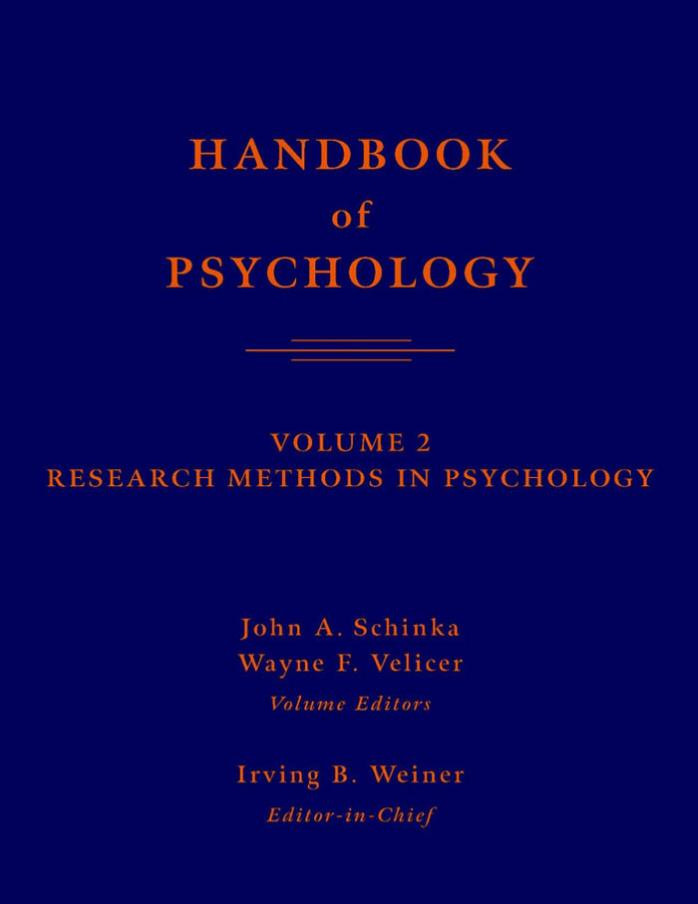 Handbook Of Psychology Research Methods In Psychology Volume 212 1st Edition Donald K Freedheim