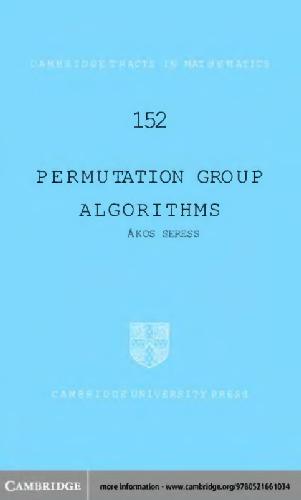 Permutation Group Algorithms Seress A