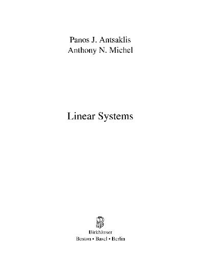 Linear Systems Antsaklis P Michel A