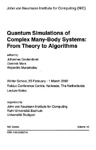 Quantum Simulations Of Complex Manybody Systems Grotendorst J