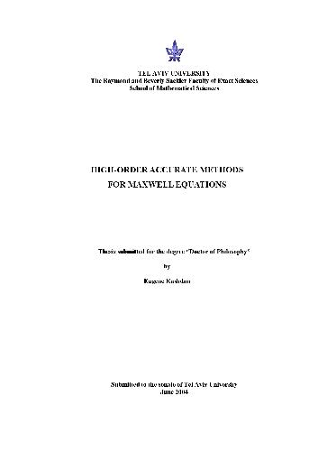 Highorder Accurate Methods For Maxwell Equations Phd Thesis Kashdan E