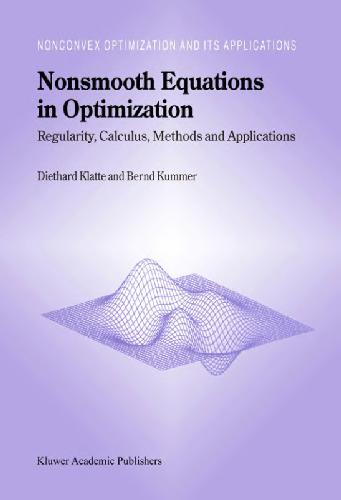 Nonsmooth Equations In Optimization Klatte D Kummer B