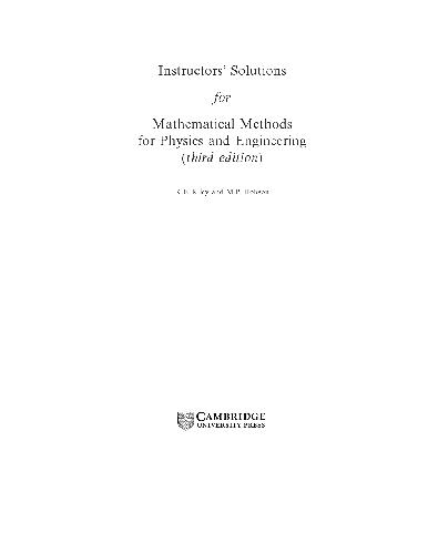 Instructors Solutions For Mathematical Methods For Physics And Engineering 3ed 3rd Edition Riley