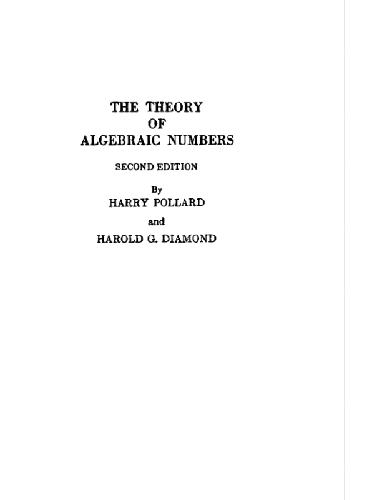 The Theory Of Algebraic Numbers 2d Ed John P Dangelo Steven G Krantz