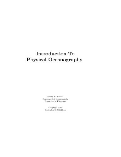 Introduction To Physical Oceanography Web Draft Robert H Stewart
