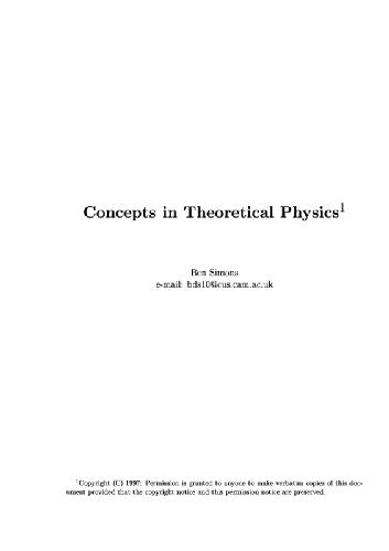 Concepts In Theoretical Physics Lecture Notes Simons B