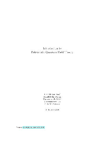 Introduction To Relativistic Quantum Field Theory Lecture Notes Web Draft Van Hees H