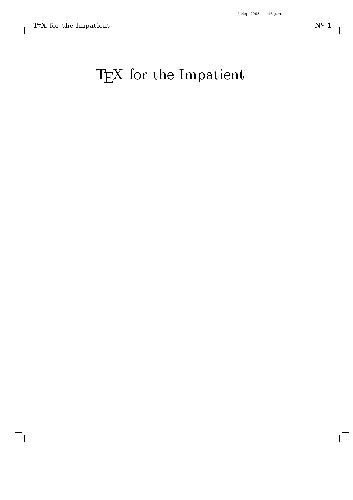 Tex For The Impatient 1990 Free Web Version Abrahams Pw Hargreaves Ka