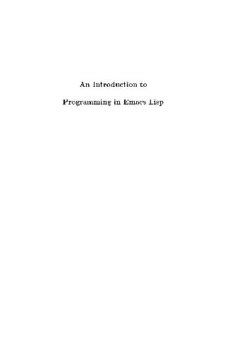 An Introduction To Programming In Emacs Lisp 2nd Robert J Chassell