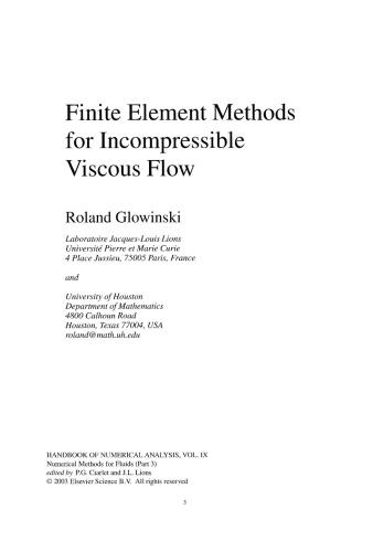 Handbook Of Numerical Analysis Numerical Methods For Fluids Part 3 Ciarlet Pg
