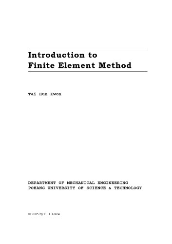 Introduction To Finite Element Method Tai Hun Kwon