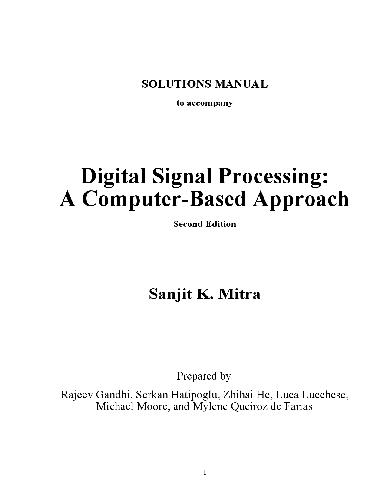 Digital Signal Processing A Computerbased Approach Solutions Manual 2nd Edition Sanjit K Mitra