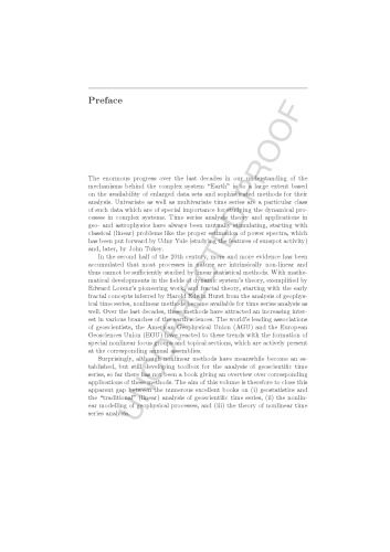 Nonlinear Time Series Analysis In The Geosciences Applications In Climatology Geodynamics And Solarterrestrial Physics Proof Reik Donner