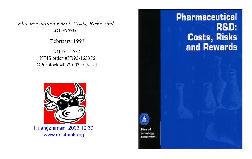 Office Of Technology Assessment Pharmaceutical R And D Costs Risks And Rewards United States