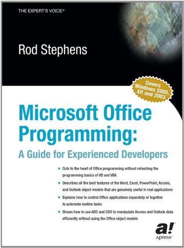 Microsoft Office Programming A Guide For Experienced Developers 1st Edition Rod Stephens