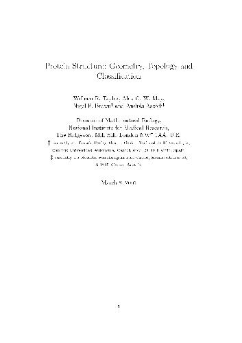 Protein Structure Geometry Topology And Classification 1st Edition William R Taylor