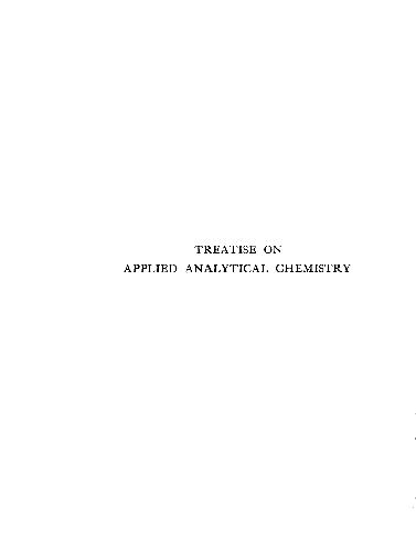 Treatise On Applied Analytical Chemistry Gerolamo Vittorio Villaveechia
