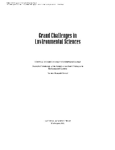 Grand Challenges In Environmental Sciences National Research Council