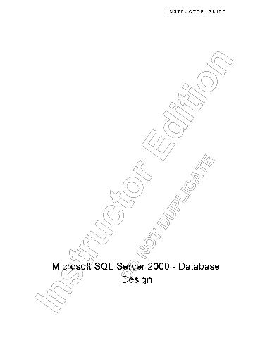 Microsoft Sql Server 2000 Database Design Not Available Na