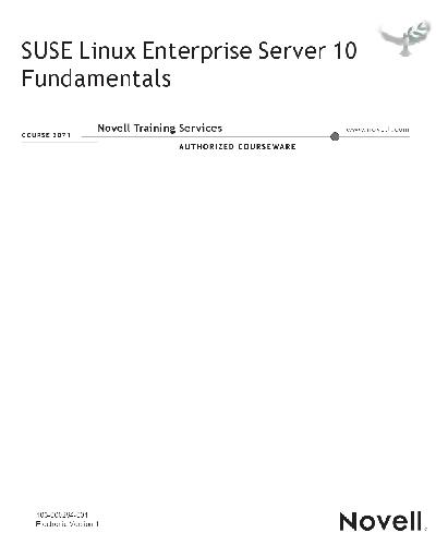 Suse Linux Enterprise Server 10 Fundamentals Version 1 Novell Training Services