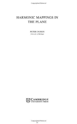 Harmonic Mappings In The Plane Peter Duren