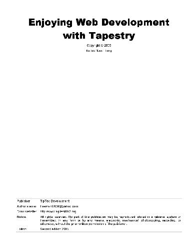 Enjoying Web Development With Tapestry 1st Ka Iok Tong
