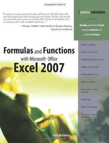 Formulas And Functions With Microsoft Office Excel 2007 1st Edition Paul Mcfedries