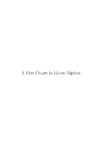 A First Course In Linear Algebra Robert Beezer