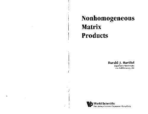 Nonhomogeneous Matrix Products Hartfiel Dj