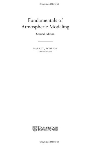 Fundamentals Of Atmospheric Modeling 2nd Edition Mark Z Jacobson