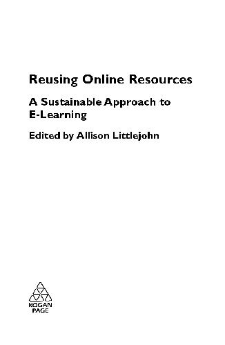 Reusing Online Resources A Sustainable Approach To Elearning Littlejohn A Ed