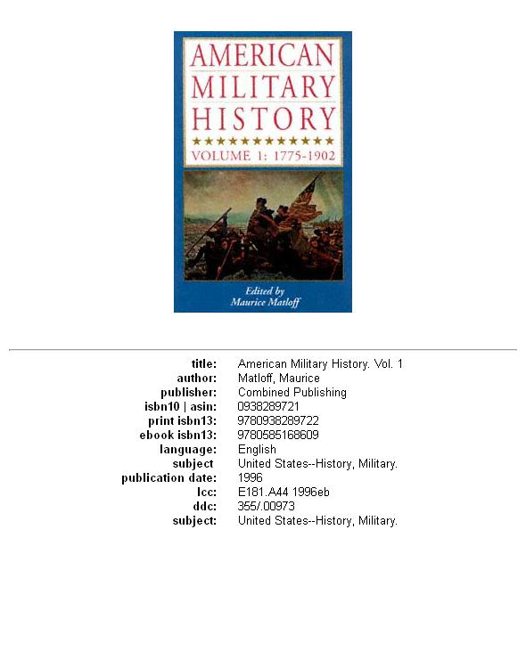 American Military Historyvolume 1 17751902 Matloff Maurice