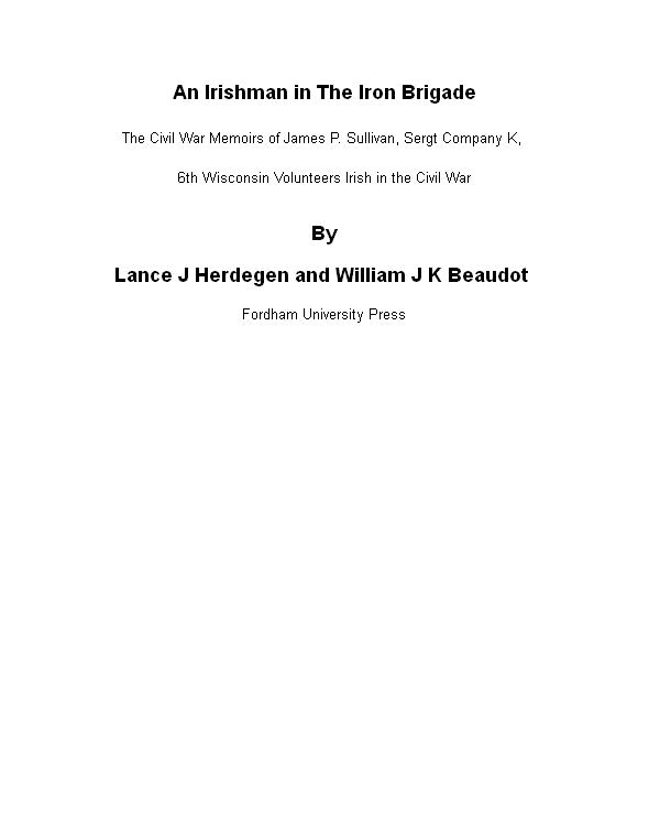 An Irishman In The Iron Brigade Herdigen Lance J Beaudot William J K
