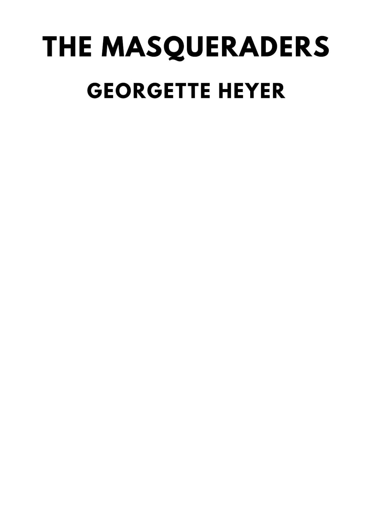 The Masqueraders Georgette Heyer