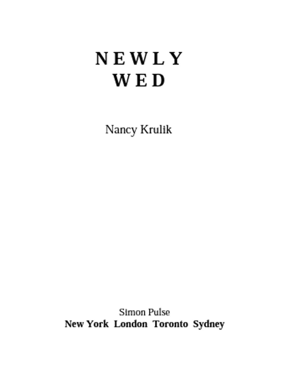 Newly Wed Krulik Nancy