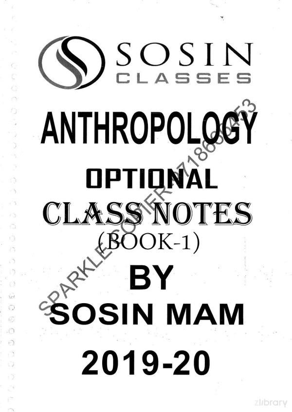 Anthropology Sosin Class Notes 1 Sosin Thayyaba Revella