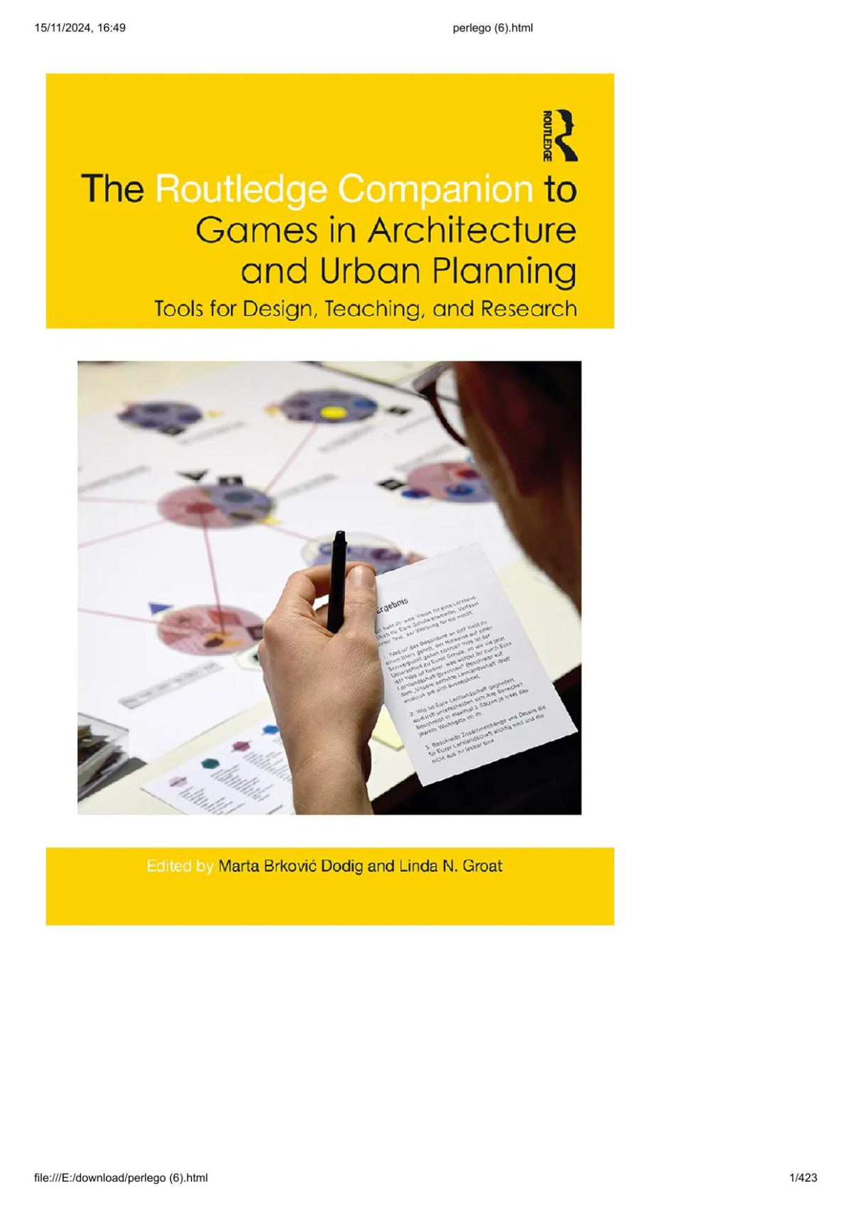 The Routledge Companion To Games In Architecture And Urban Planning Tools For Design Teaching And Research Marta Brkovi Dodig