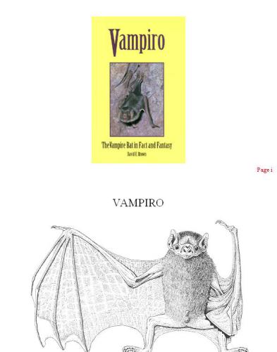 The Vampire Bat In Fact And Fantasy Brown David E
