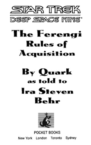The Ferengi Rules Of Acquisition Behr Ira Steven