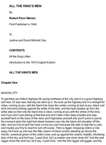 All The Kings Men Robert Penn Warren