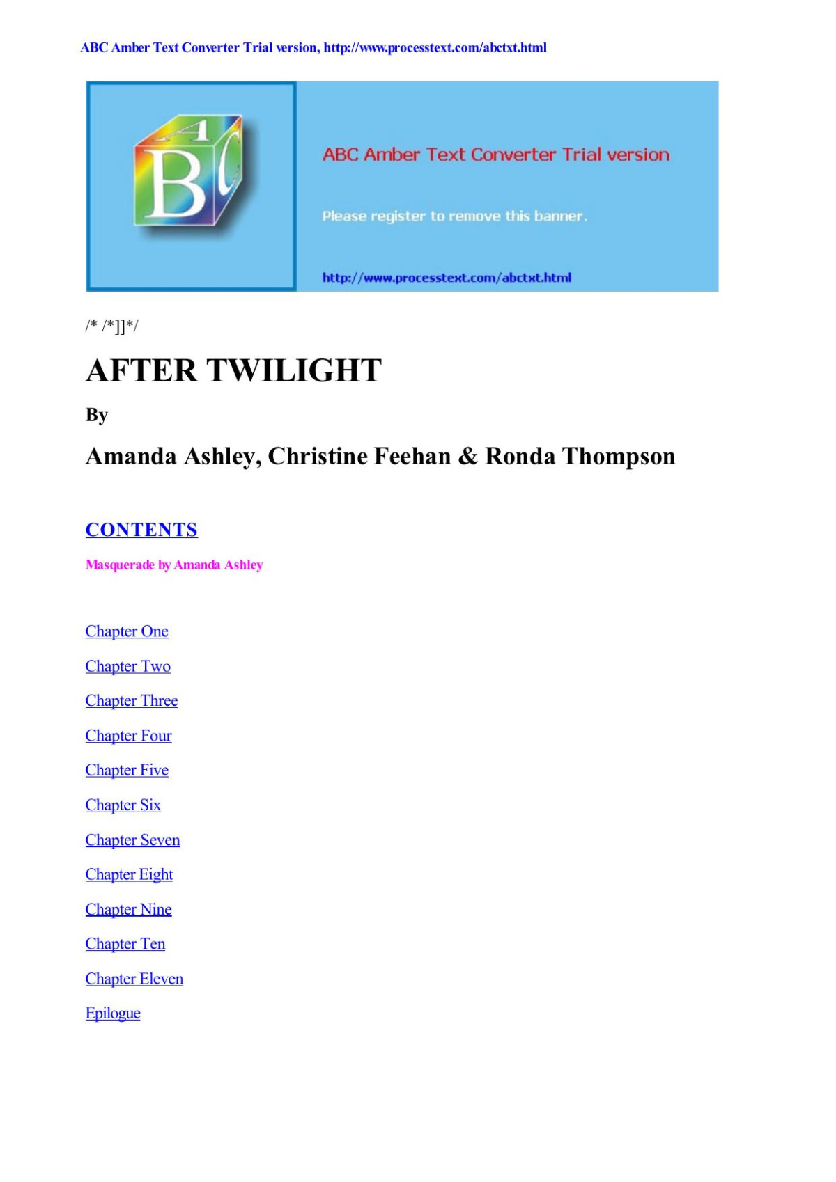 After Twilight Ashley Amanda Feehan Christine Thompson Ronda