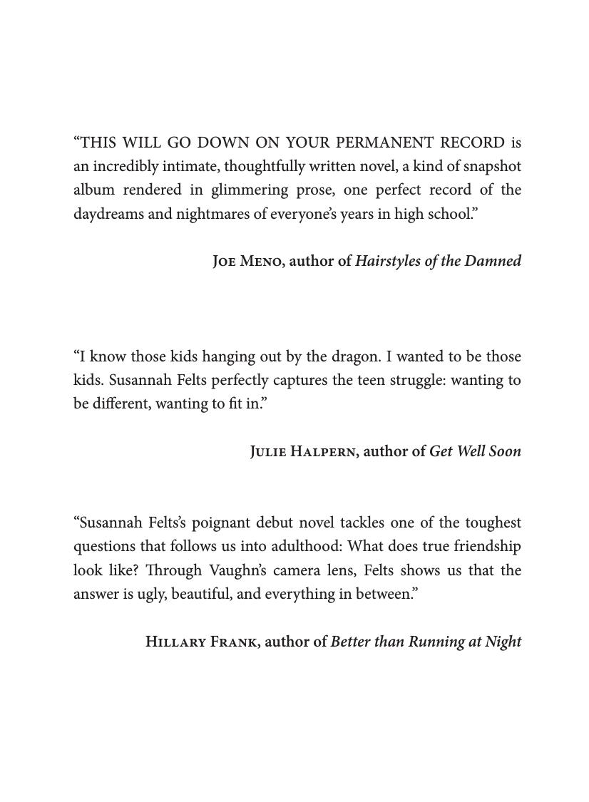 This Will Go Down On Your Permanent Record Felts Susannah