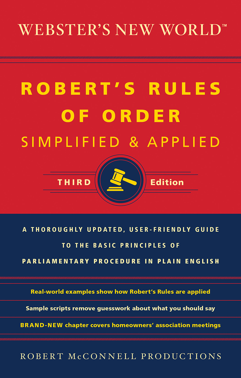 Websters New World Roberts Rules Of Order Simplified And Applied Productions
