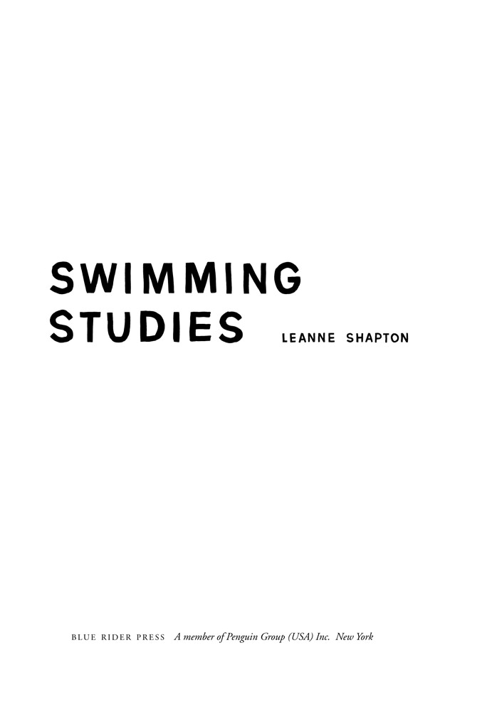 Swimming Studies Shapton Leanne