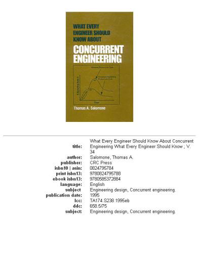Concurrent Engineering What Every Engineer Should Know About Salomone