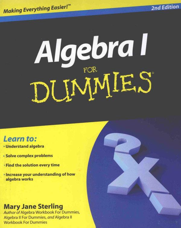 Algebra I For Dummies 2nd Edition 2010th Edition Mary Jane Sterling